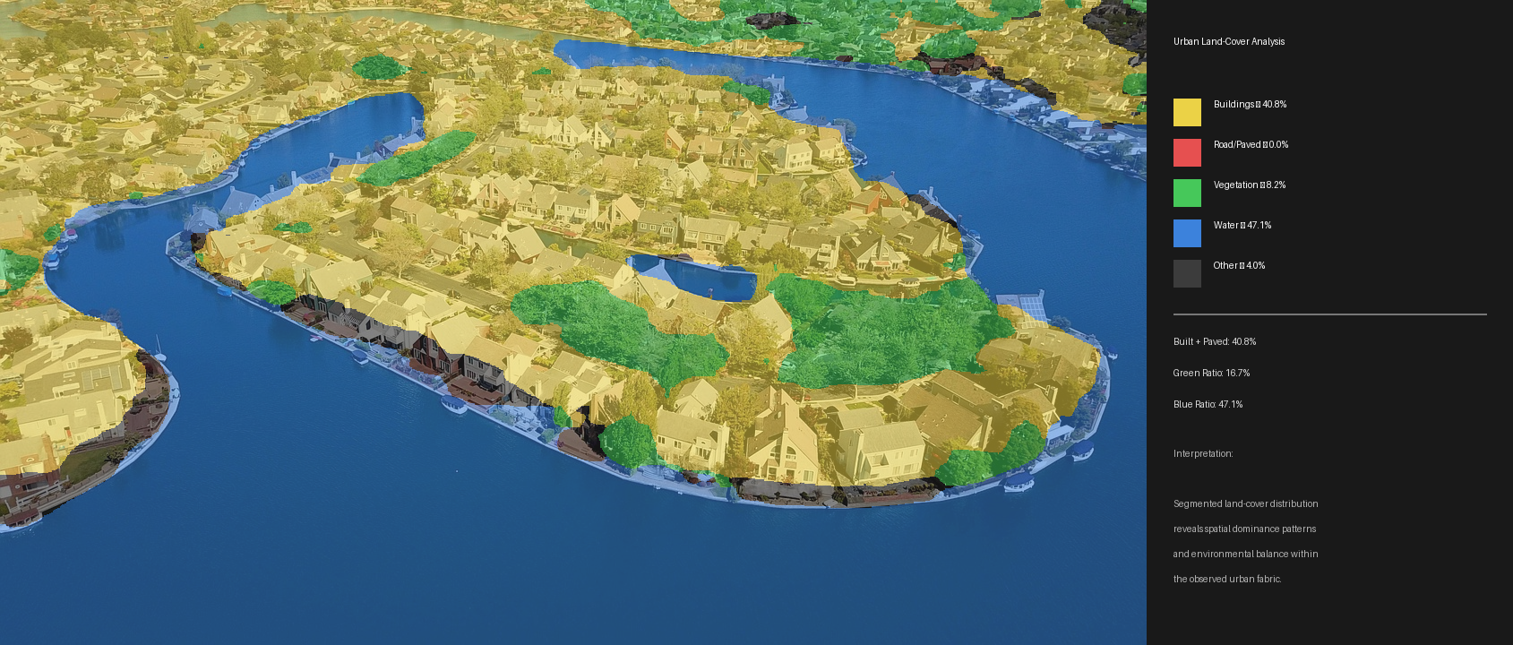 Semantic segmentation output showing classified urban surfaces